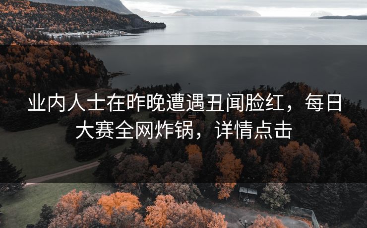 业内人士在昨晚遭遇丑闻脸红，每日大赛全网炸锅，详情点击